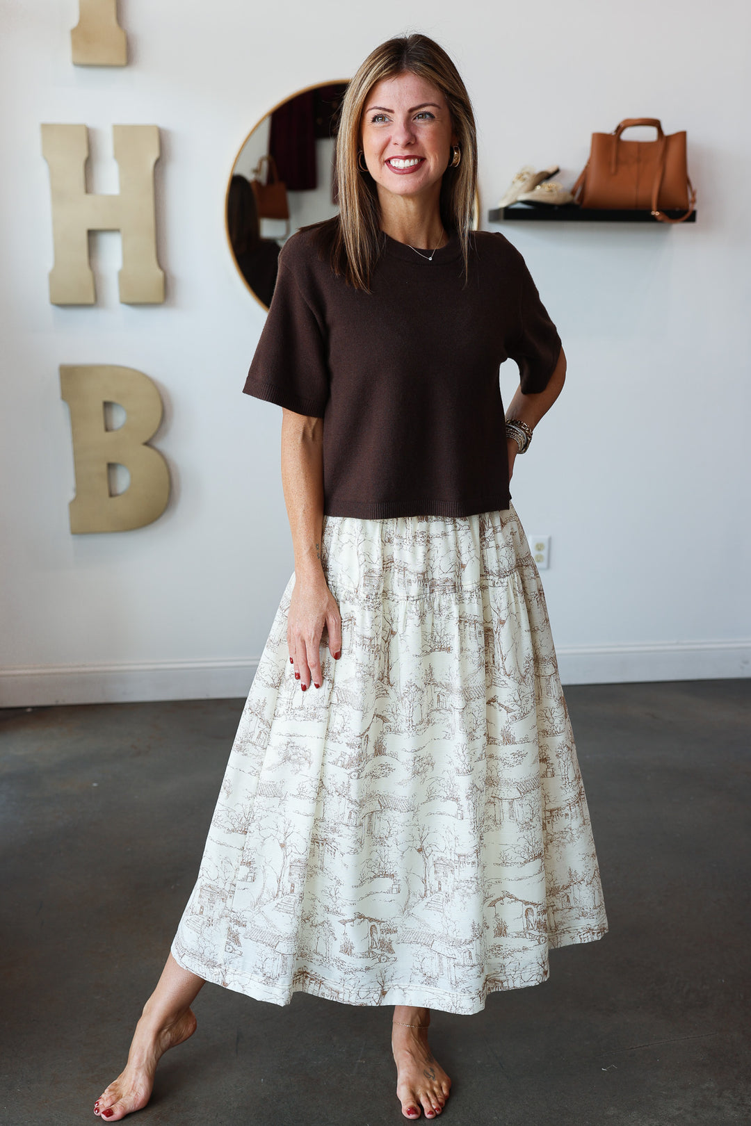 Printed Midi Skirt
