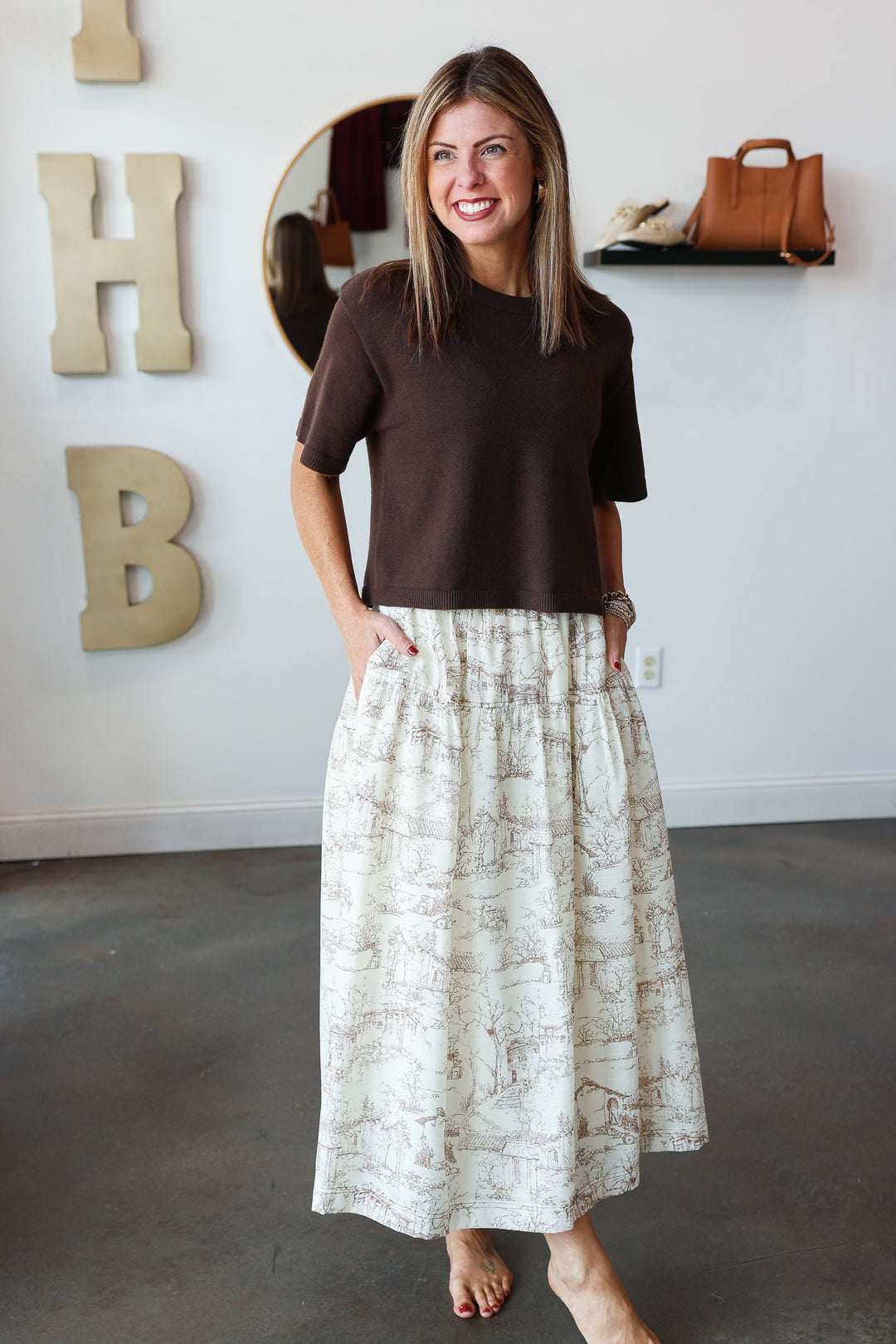 Printed Midi Skirt