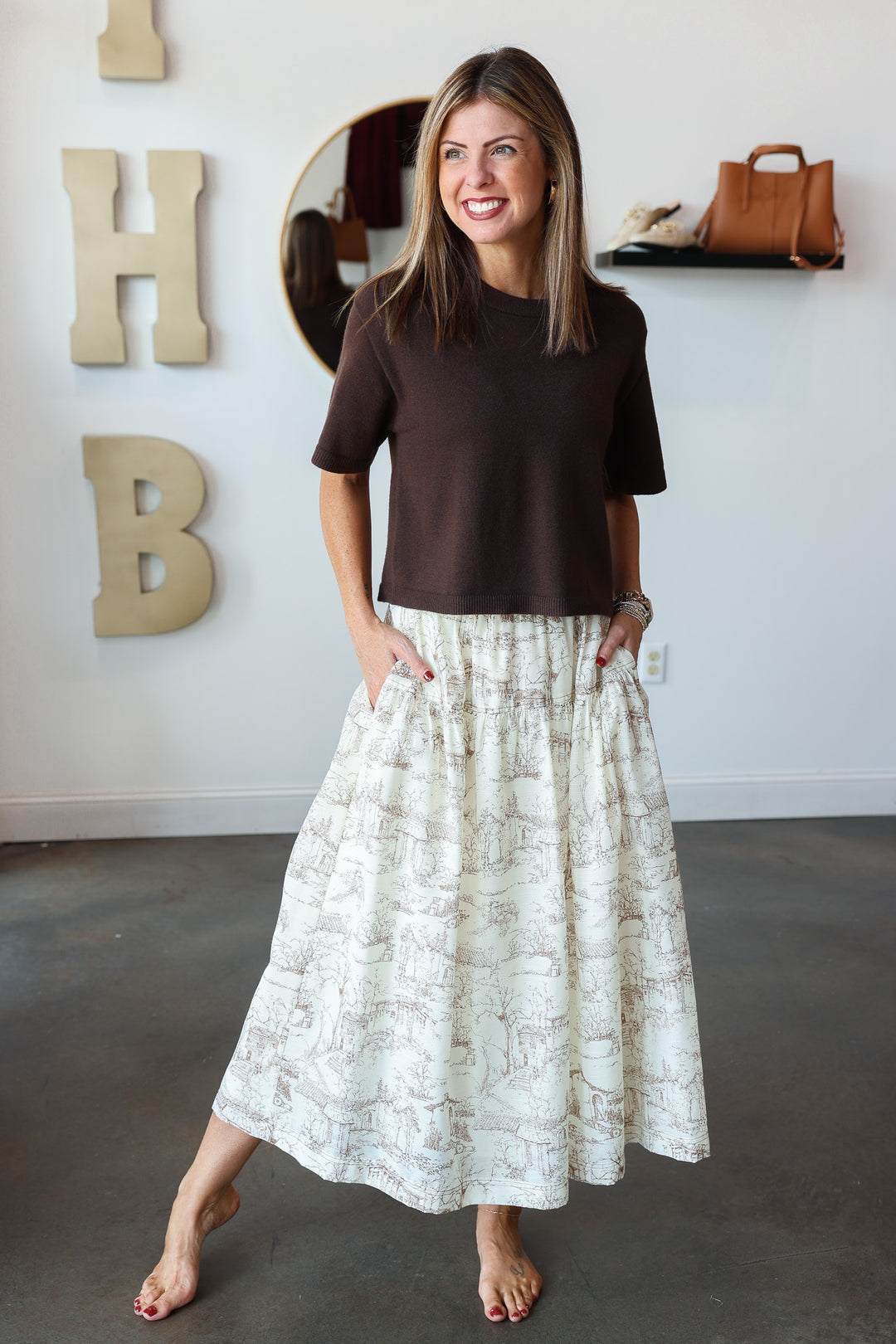 Printed Midi Skirt