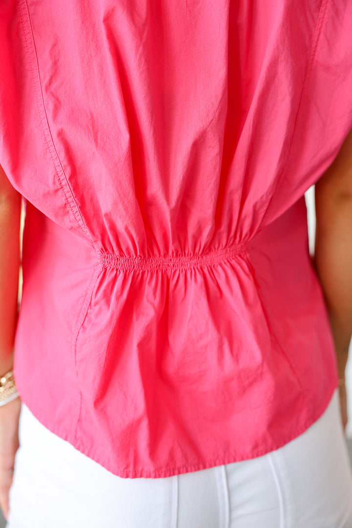 Ruffle Sleeve Top - Raspberry