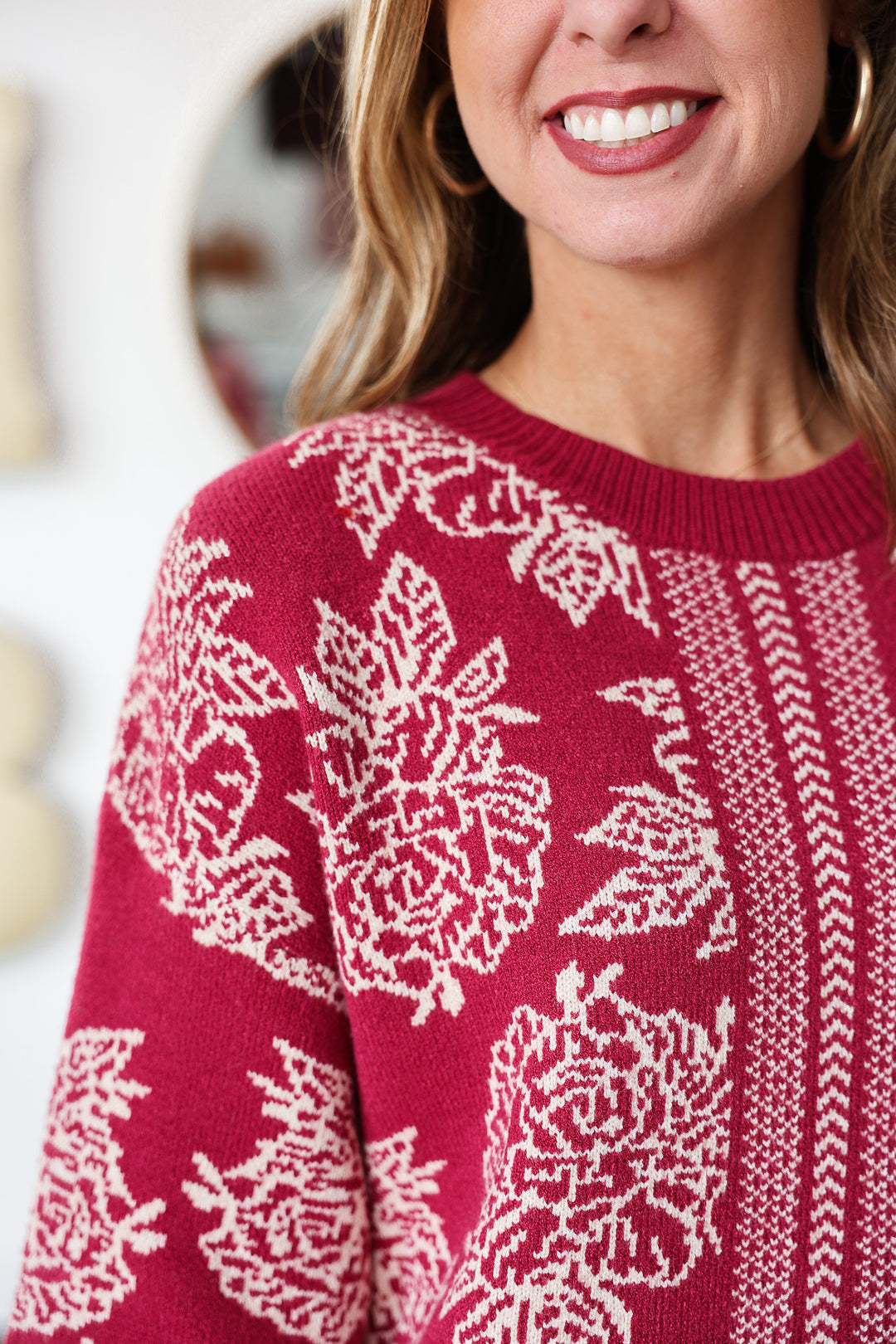 Printed Sweater - Red