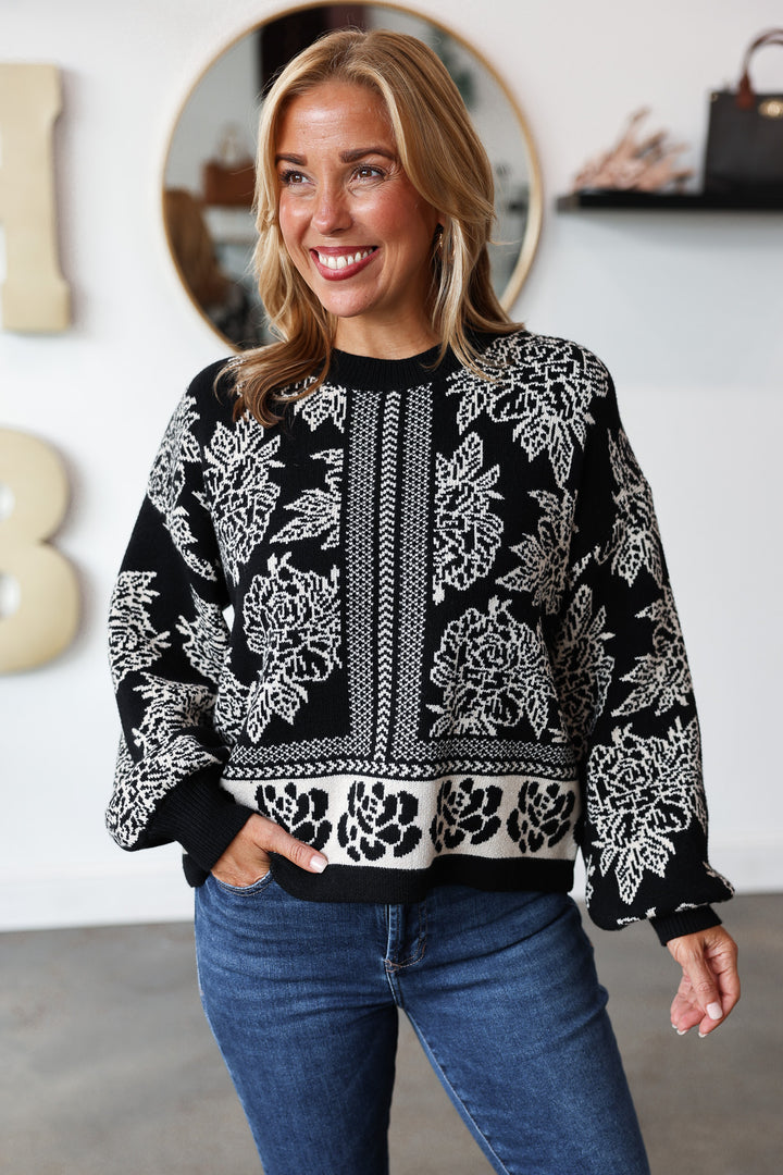 Printed Sweater - Black