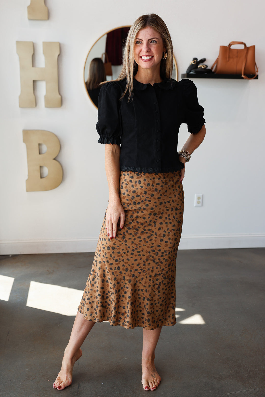 Animal Print Midi Skirt