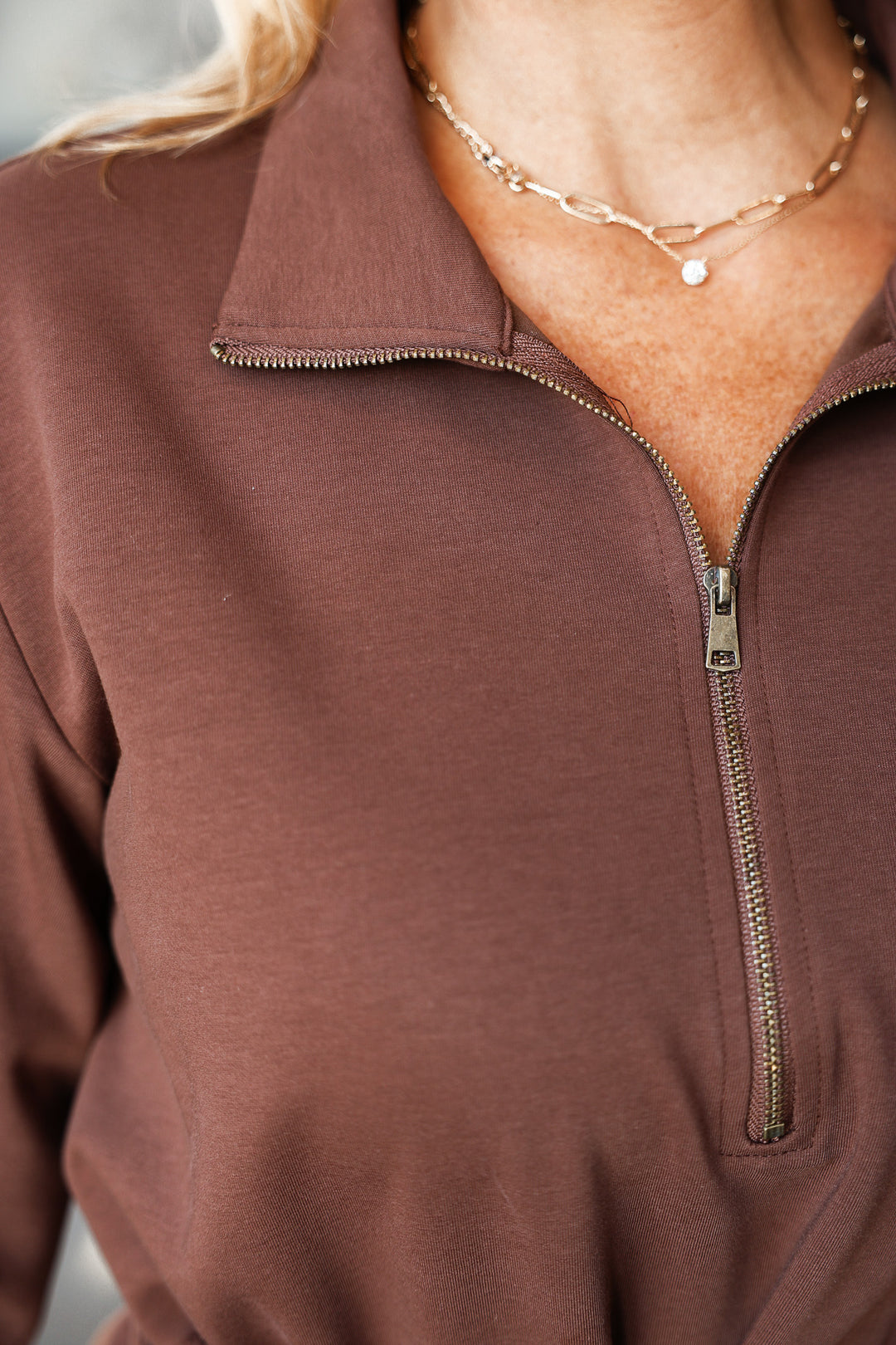 Long Sleeve Cinch Waist Dress - Coffee