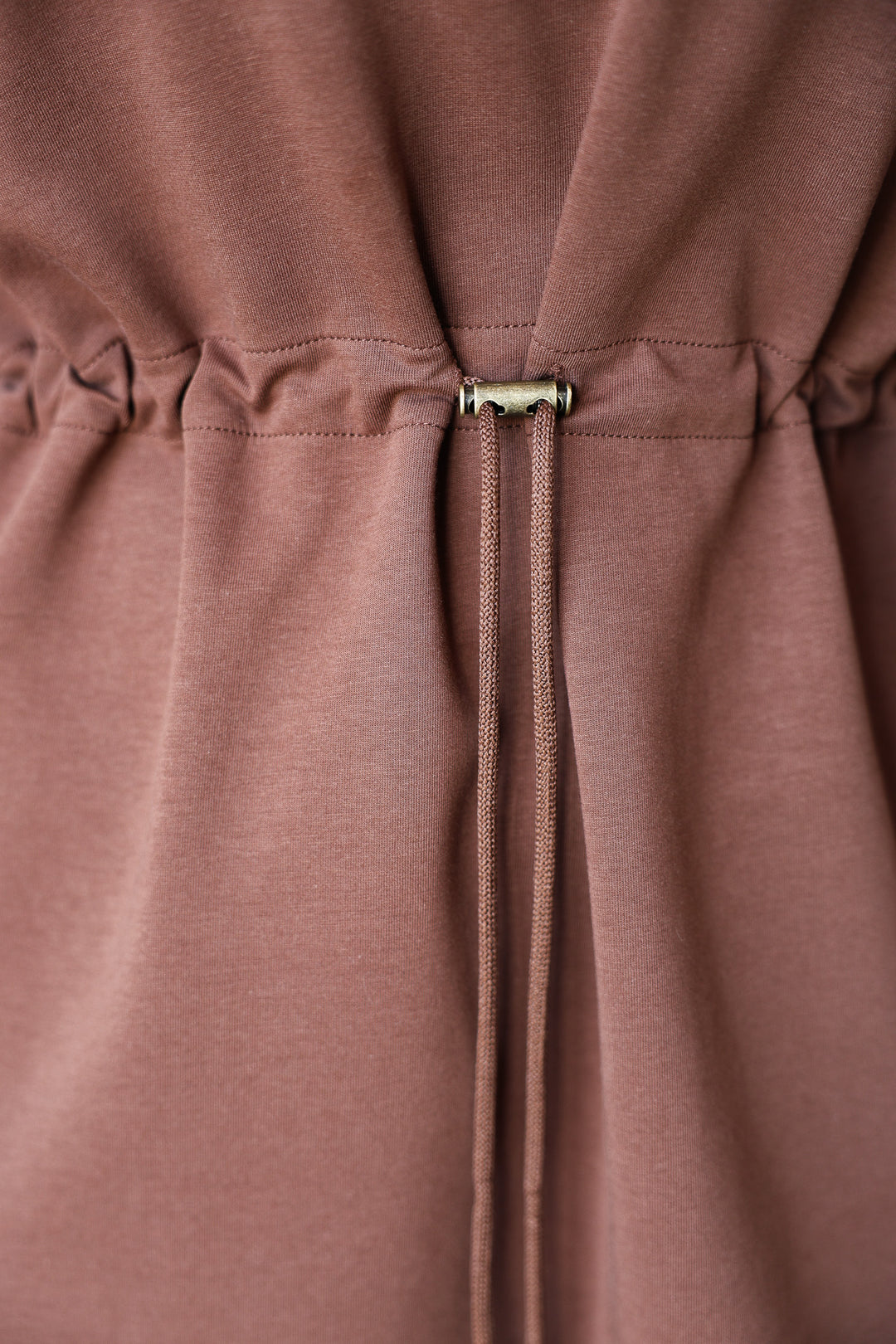 Long Sleeve Cinch Waist Dress - Coffee