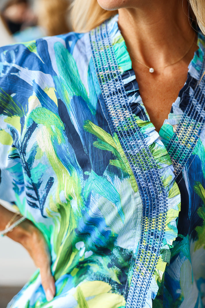 Abstract Print Top - Blue
