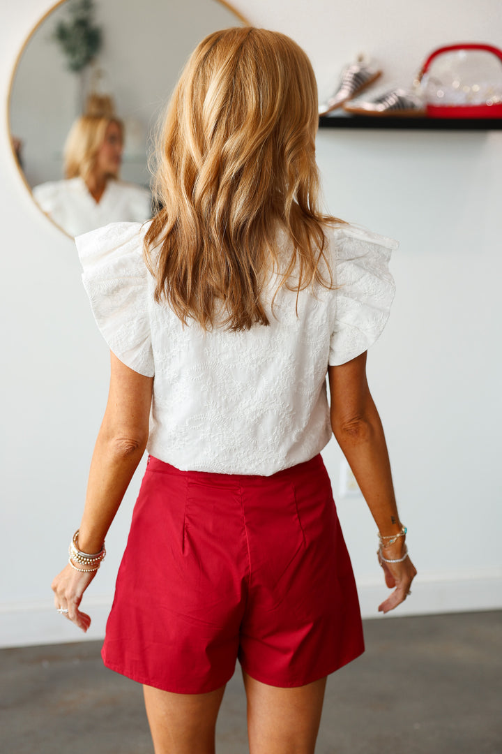 Stitch Trim Skort - Crimson