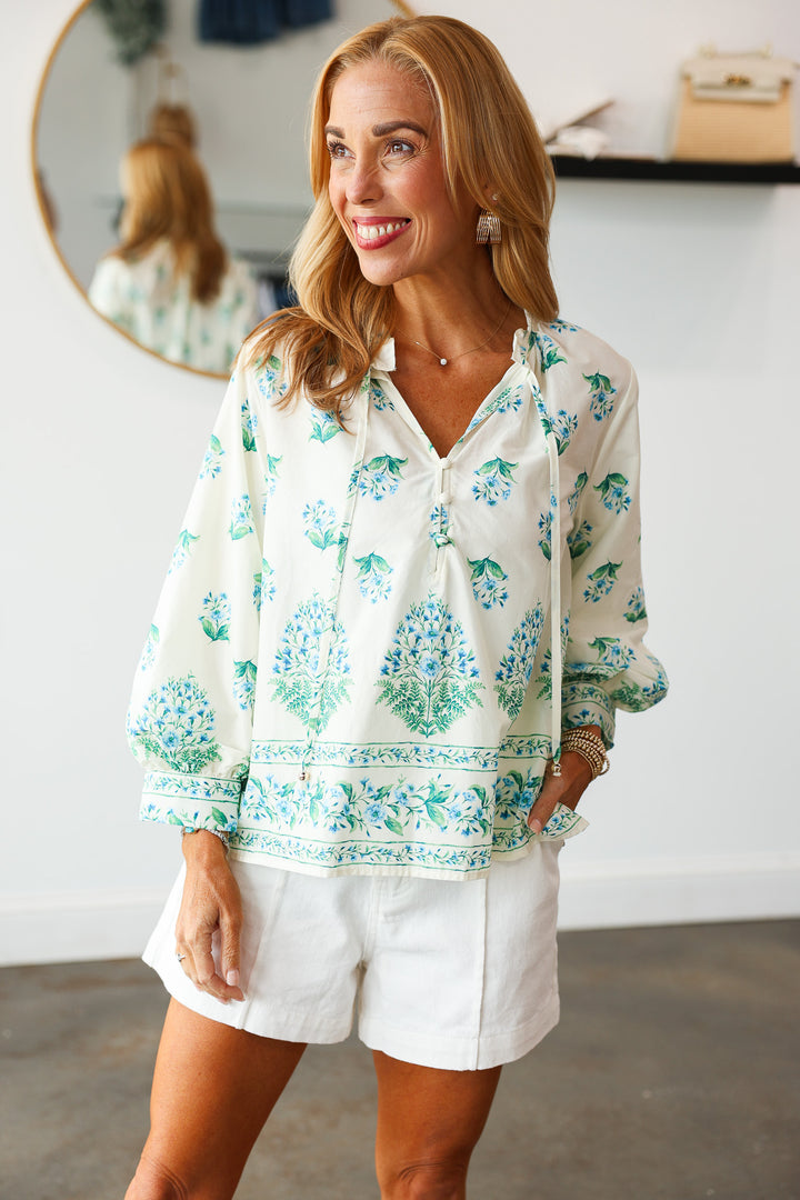 Floral Print Blouse - Cream