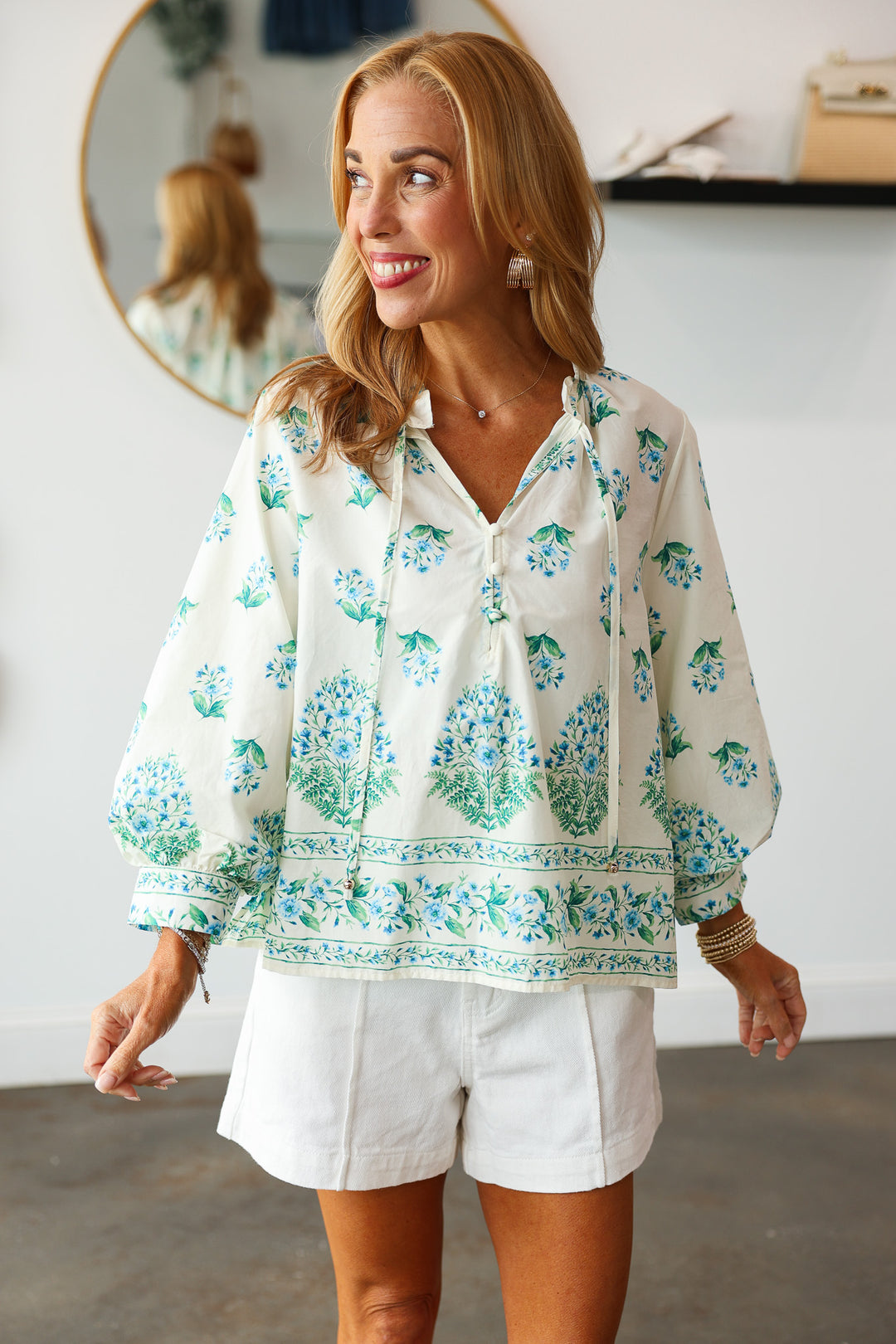 Floral Print Blouse - Cream