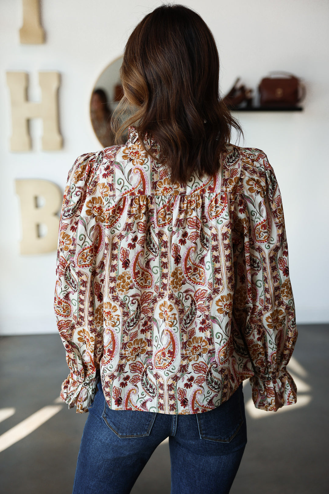 Long Sleeve Paisley Top