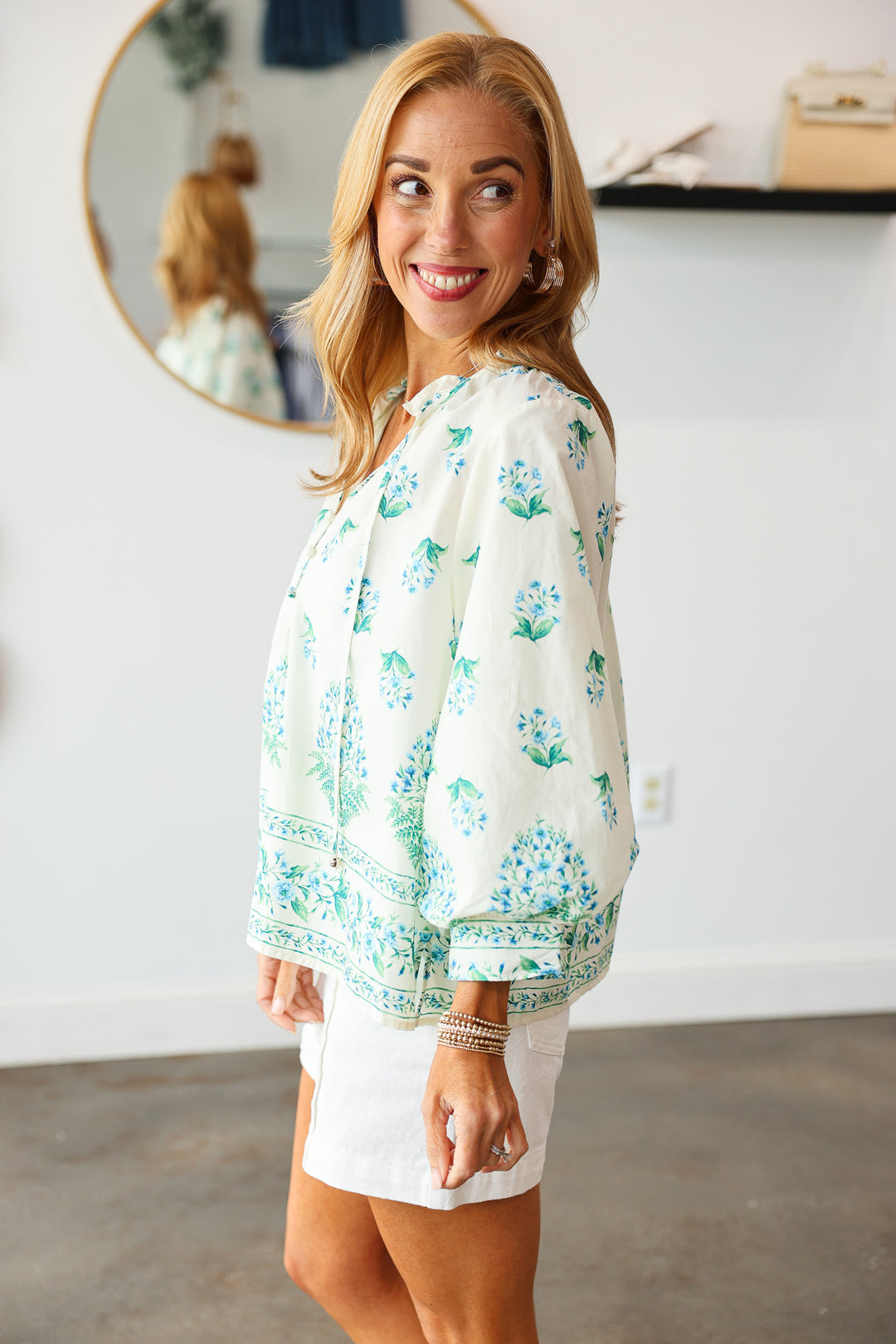 Floral Print Blouse - Cream
