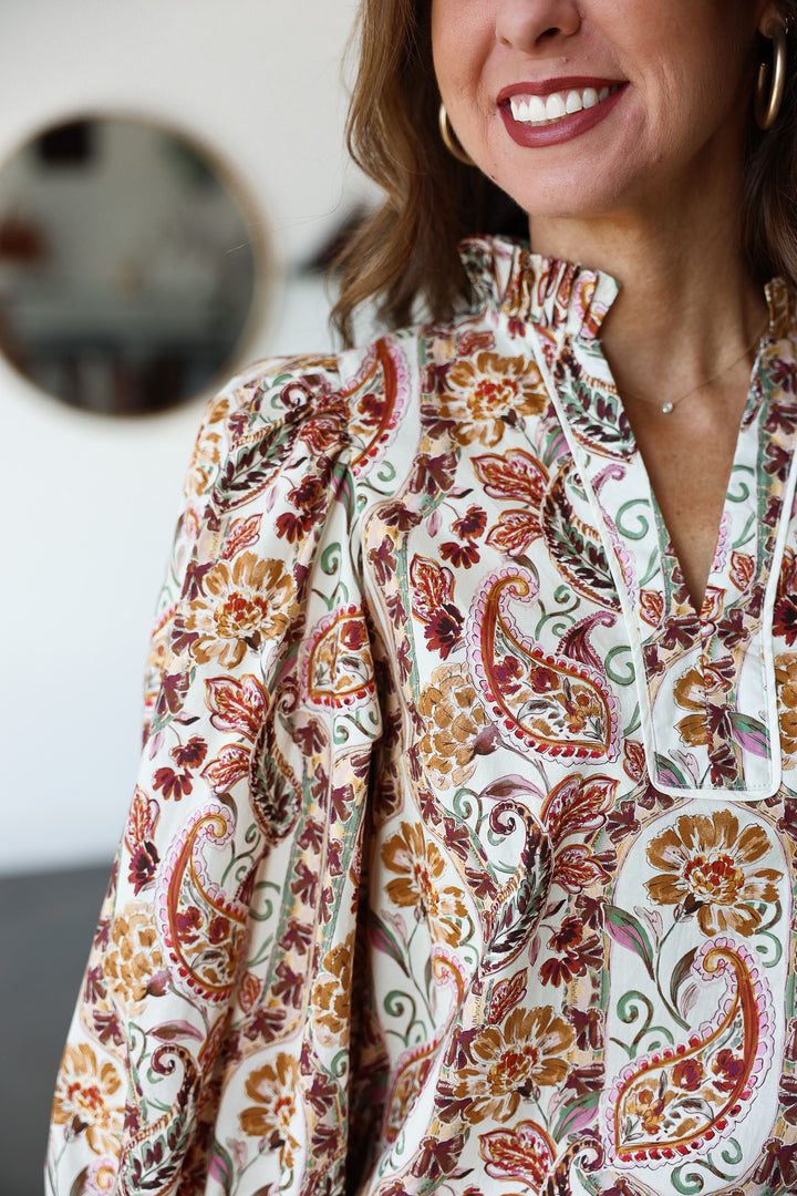 Long Sleeve Paisley Top
