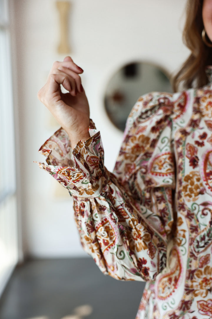 Long Sleeve Paisley Top