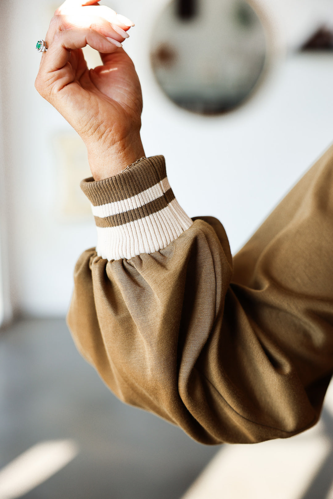 Quarter Zip Long Sleeve Top - Olive