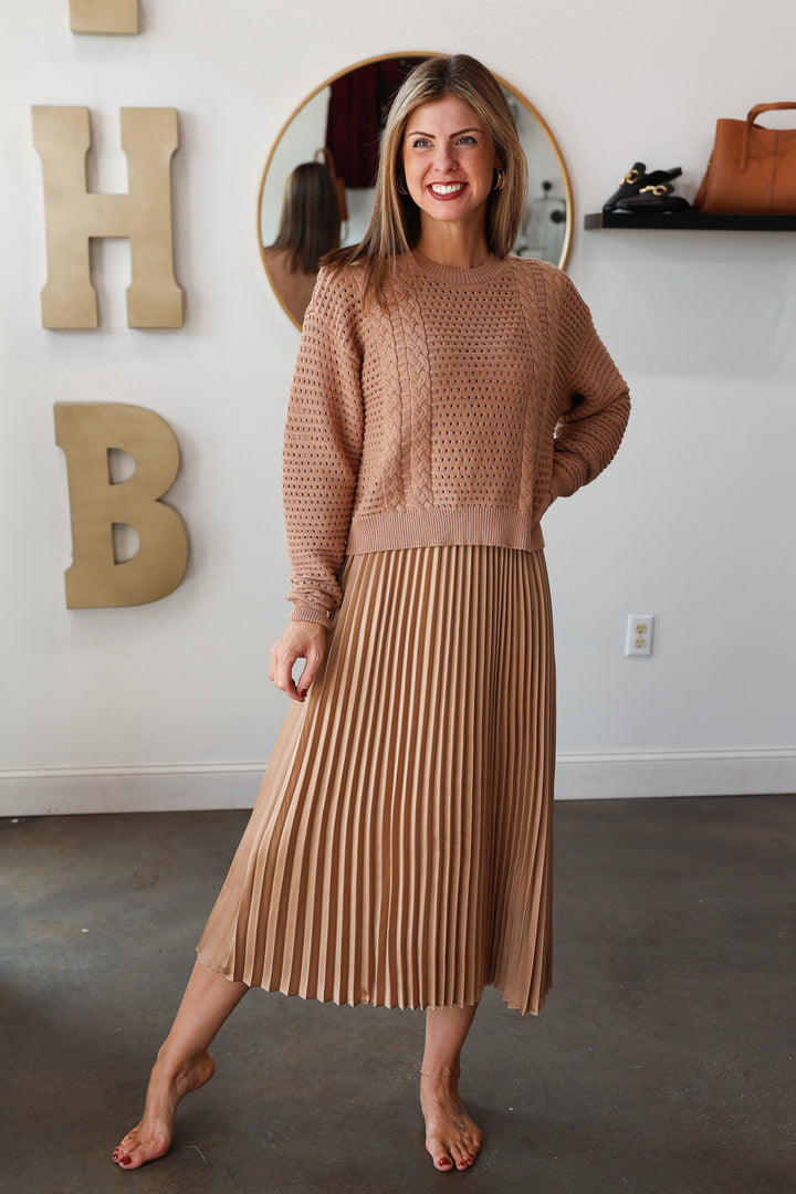 Layered Sweater Dress - Tan