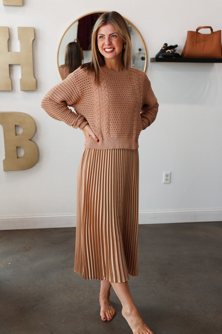 Layered Sweater Dress - Tan