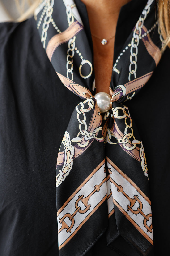 Pearl Magnetic Scarf - Black/Gold