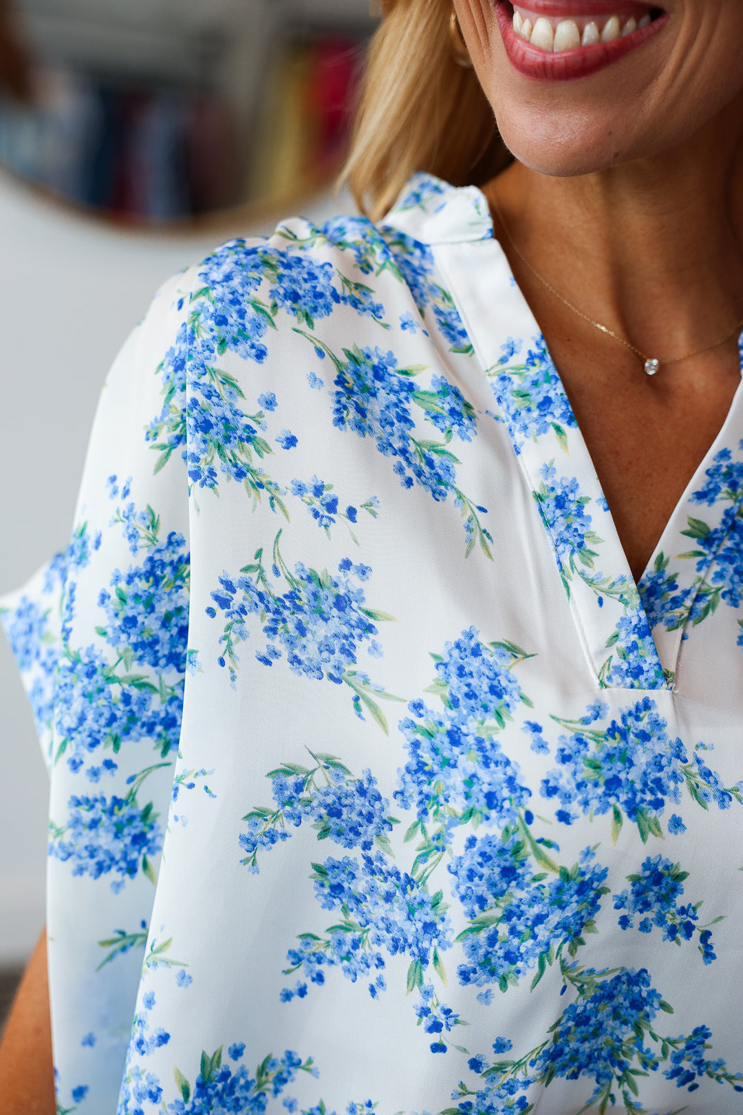 Floral Chiffon Top - Blue
