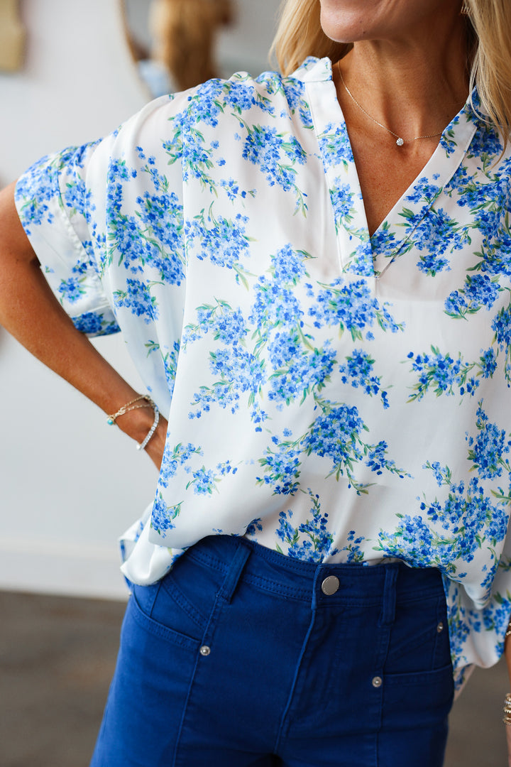 Floral Chiffon Top - Blue