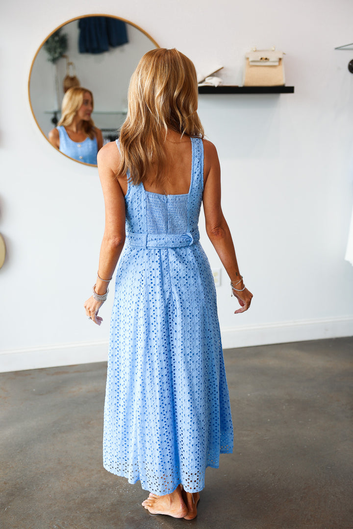 Belted Maxi Dress - Blue