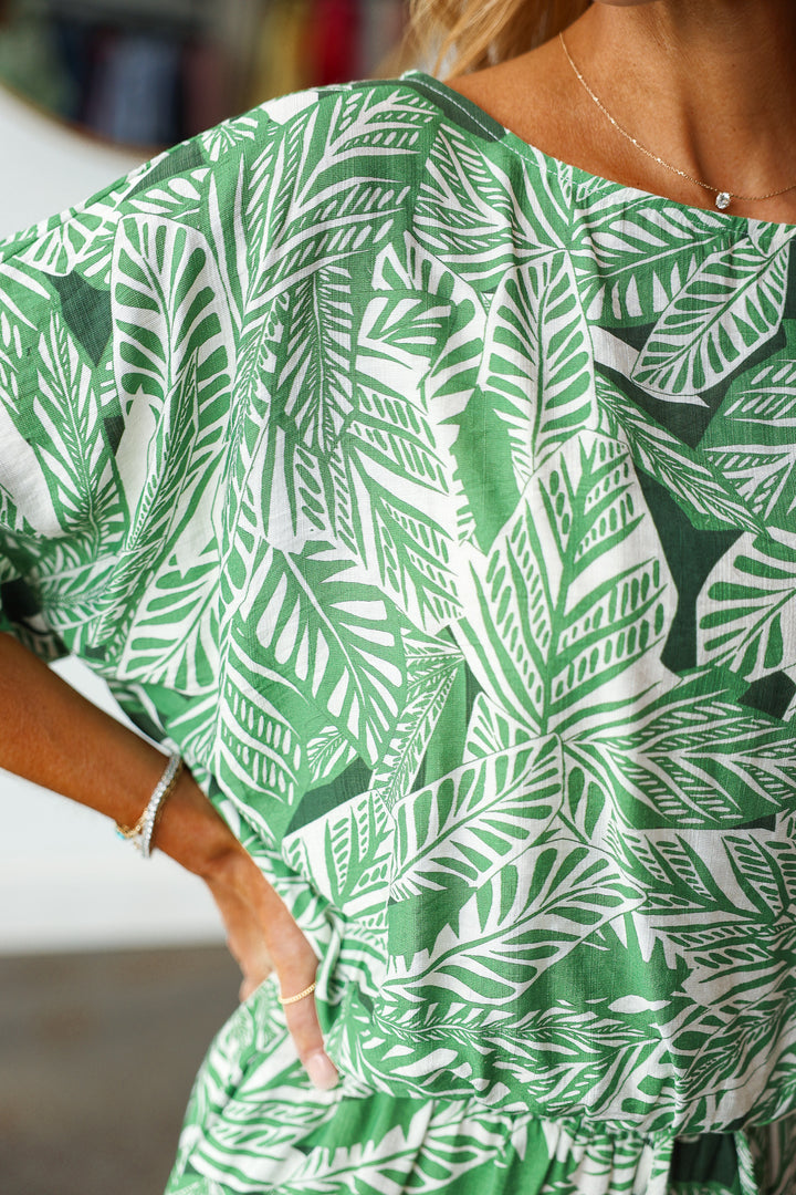 Printed Palm Top - Green