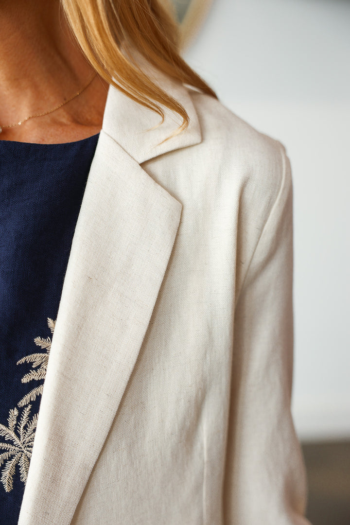 Linen Blend Cropped Blazer