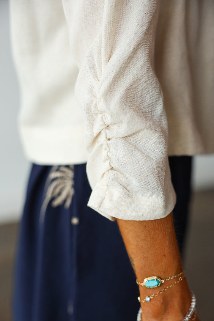 Linen Blend Cropped Blazer