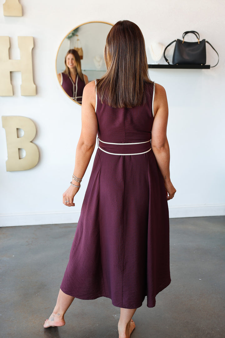 Belted Midi Dress - Brown