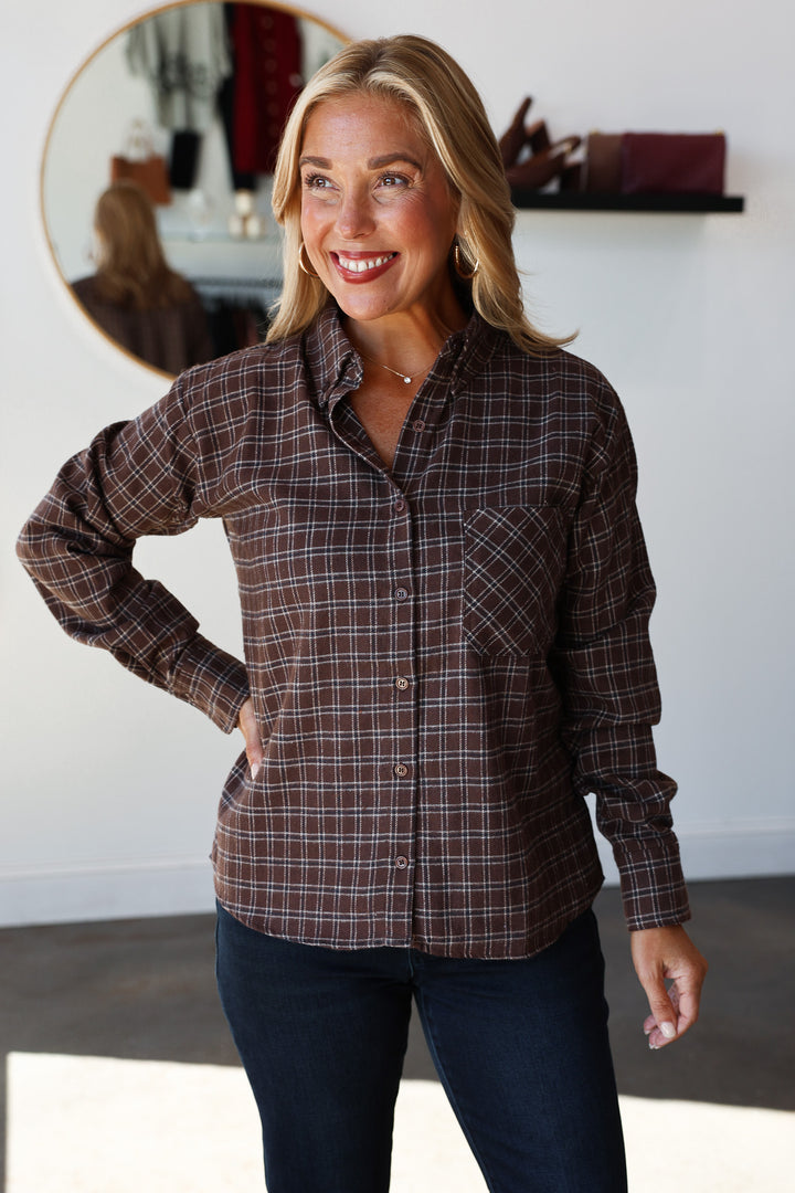Plaid Button Down - Brown