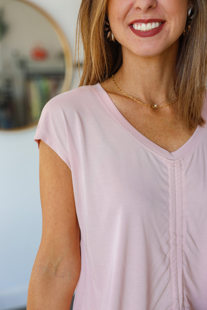 Ruched Front Top - Rose