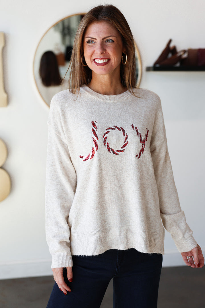 JOY Sequin Sweater - Oatmeal