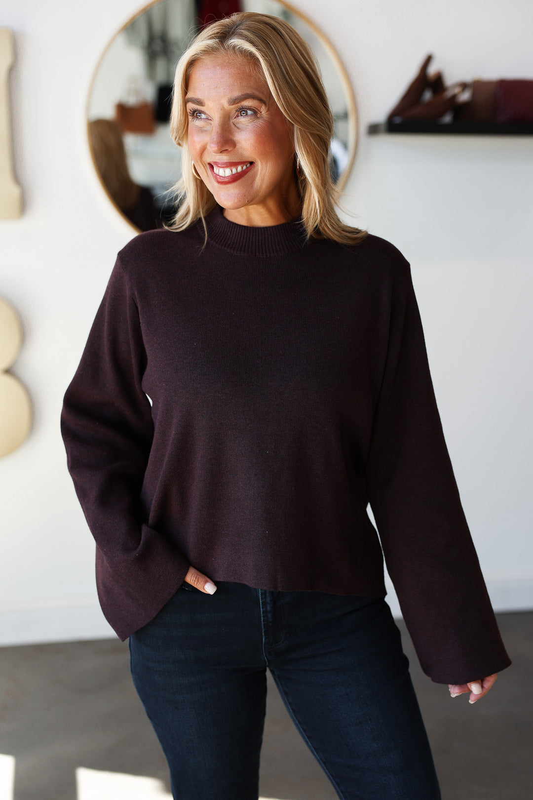 Dressy Knit Sweater - Espresso
