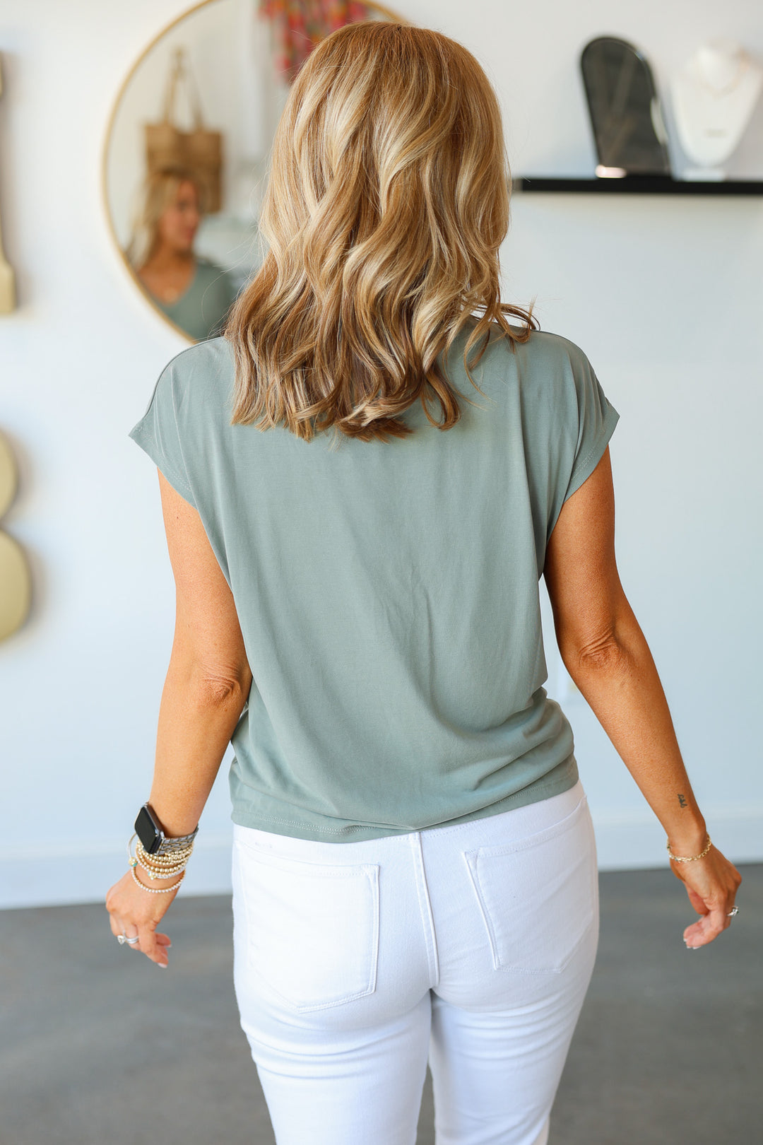 Ruched Front Top - Sage
