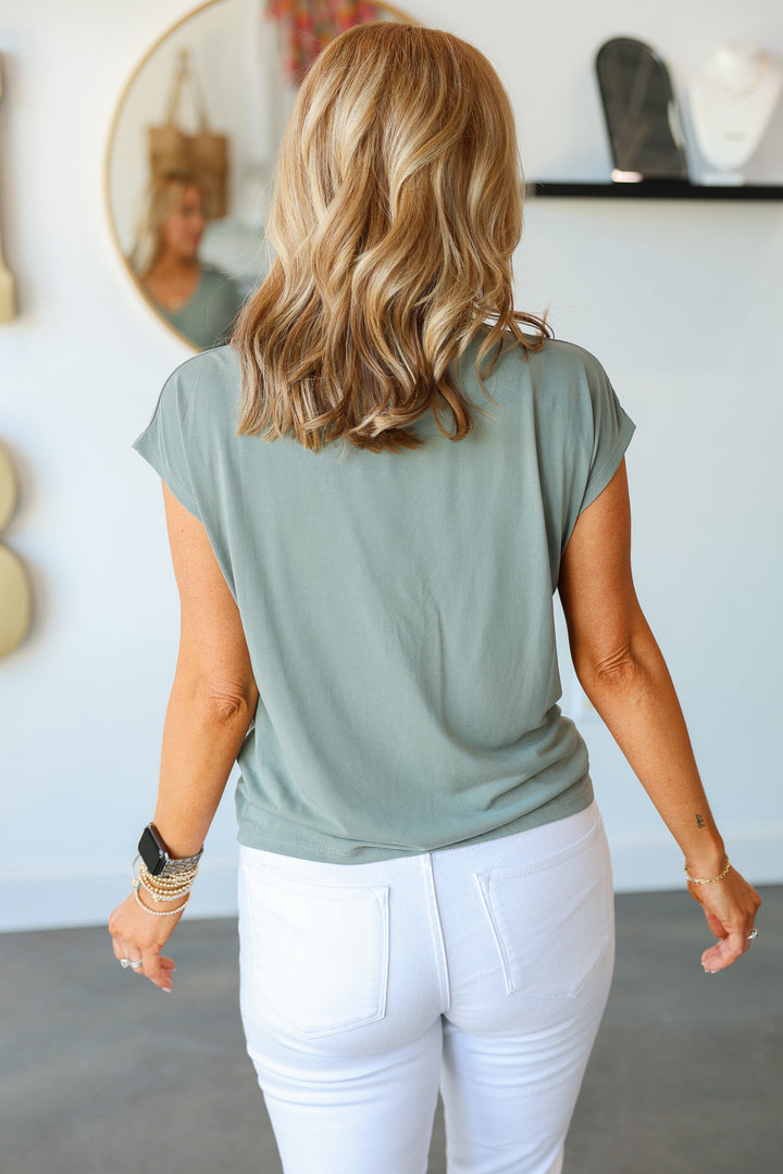 Ruched Front Top - Sage