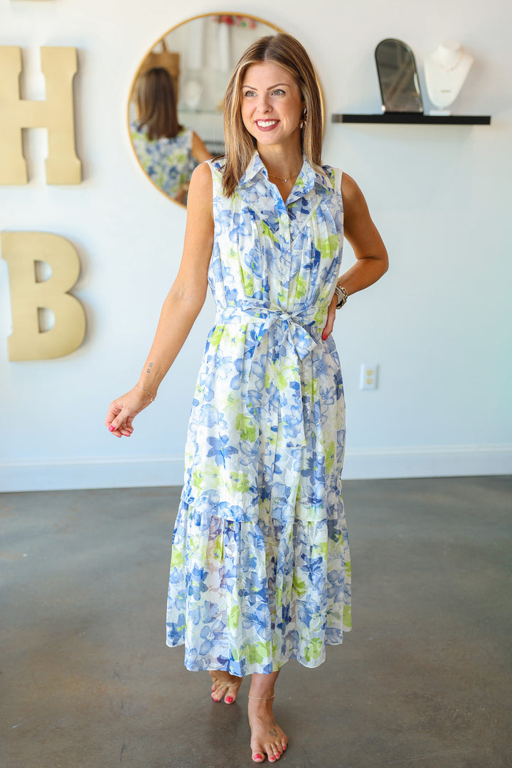Button Down Floral Midi Dress
