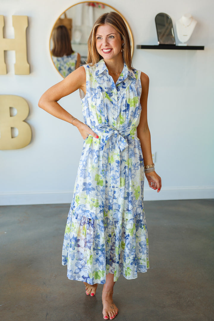Button Down Floral Midi Dress