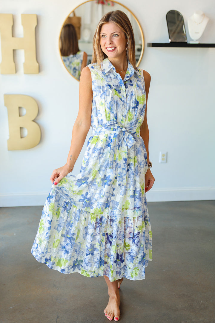Button Down Floral Midi Dress