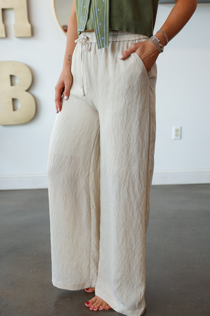 Elastic Waist Pants - Natural