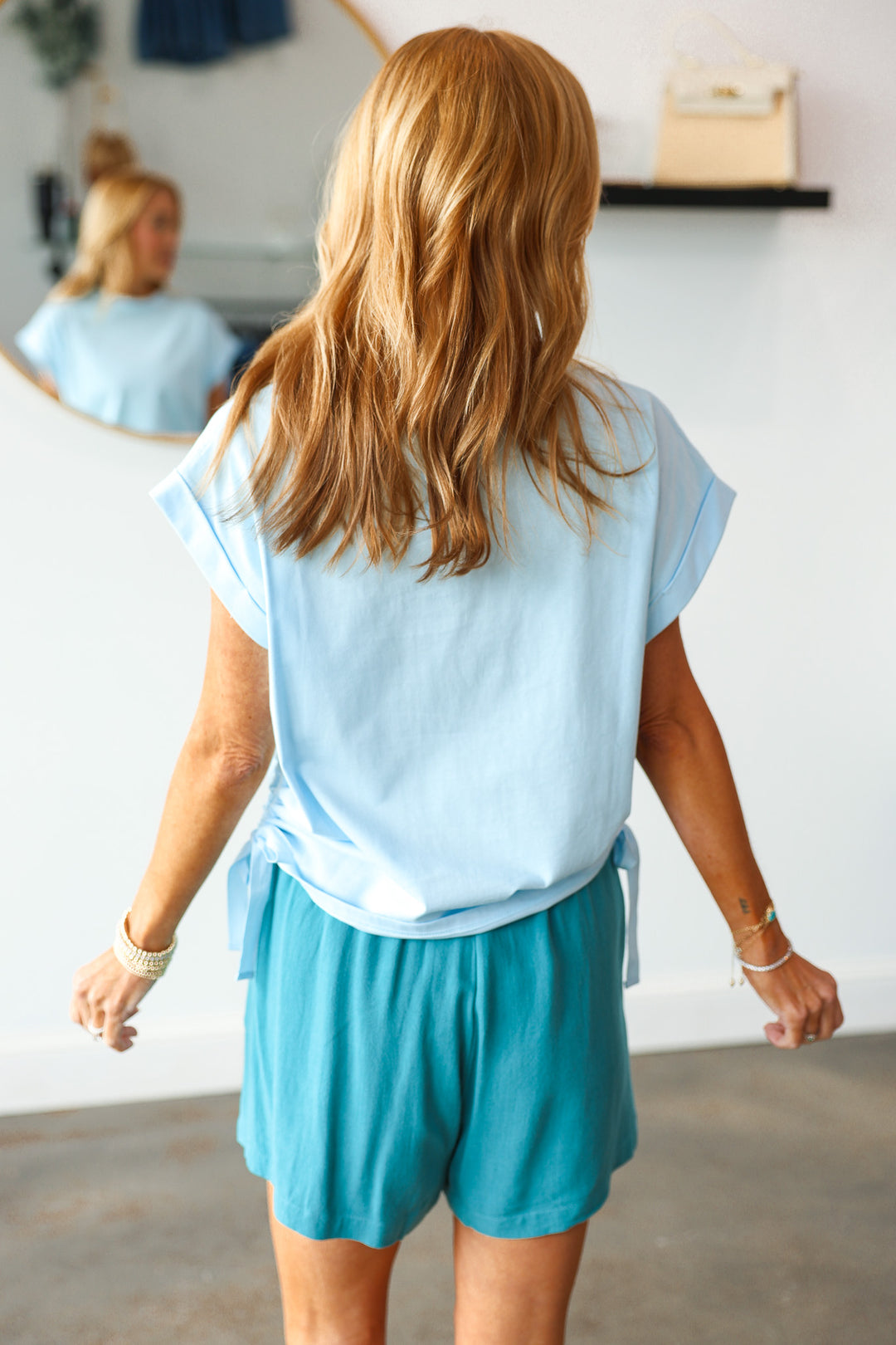 Elastic Waist Shorts - Blue