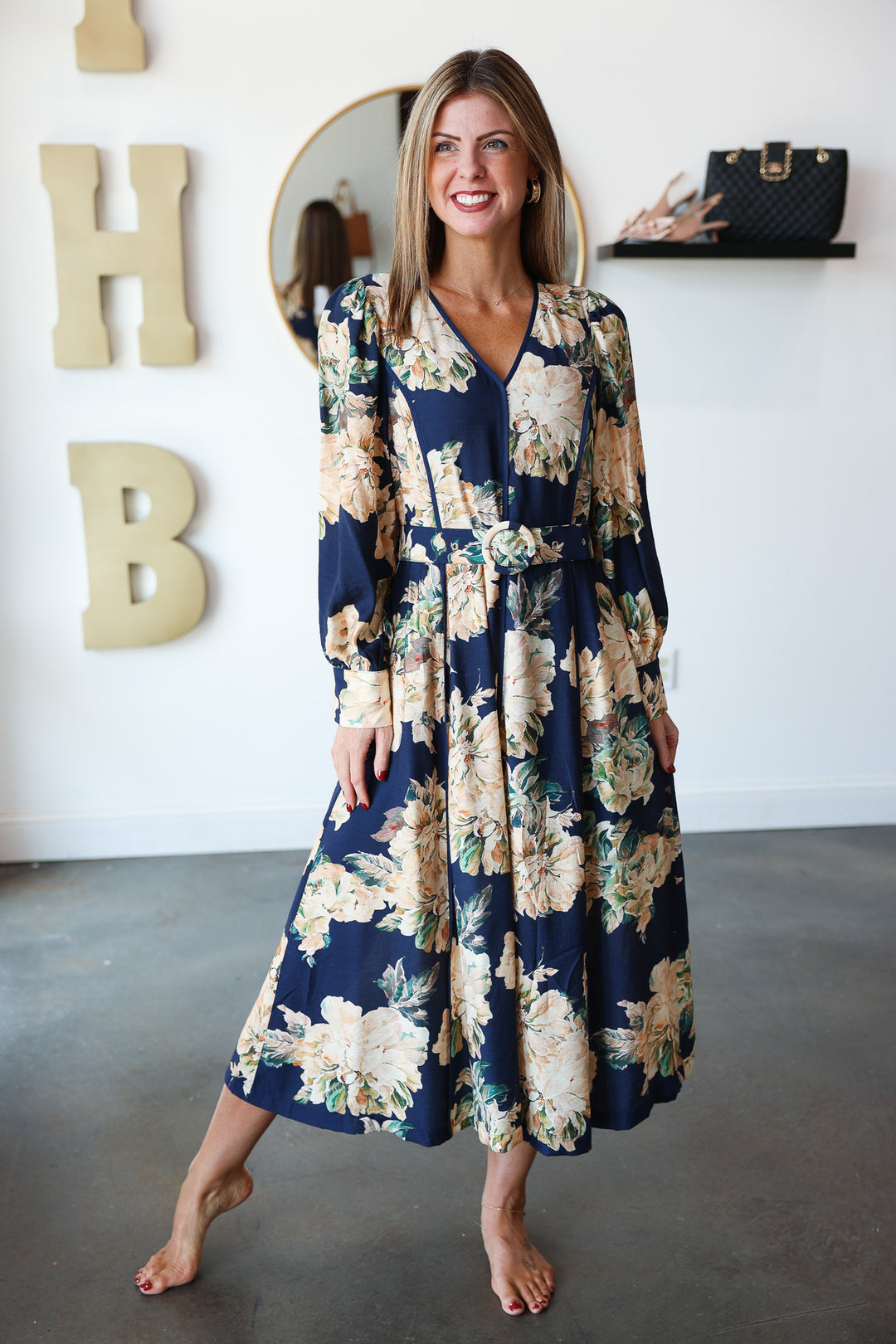 Floral Maxi Dress - Navy