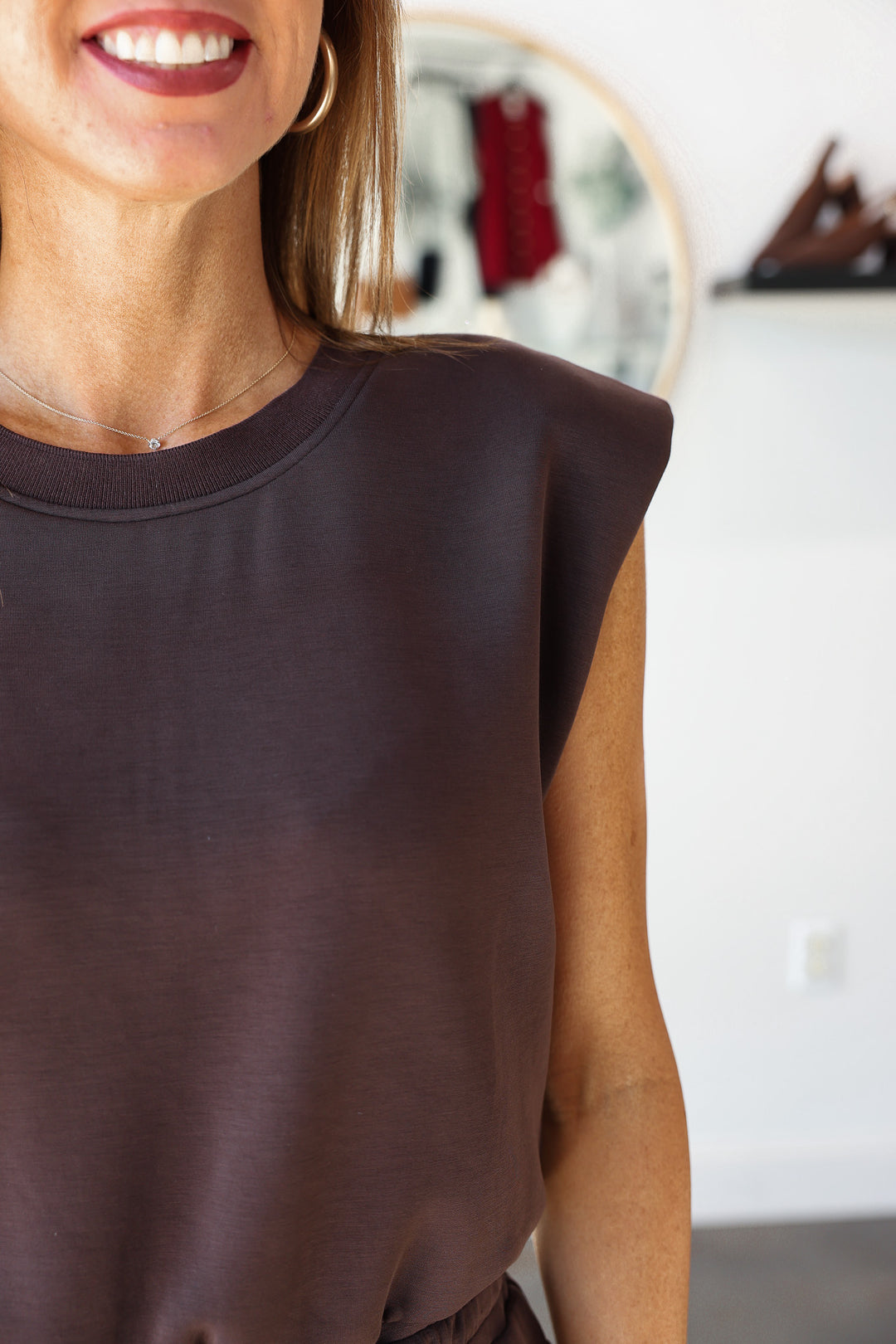 Soft Modal Tie Waist Jumper - Brown