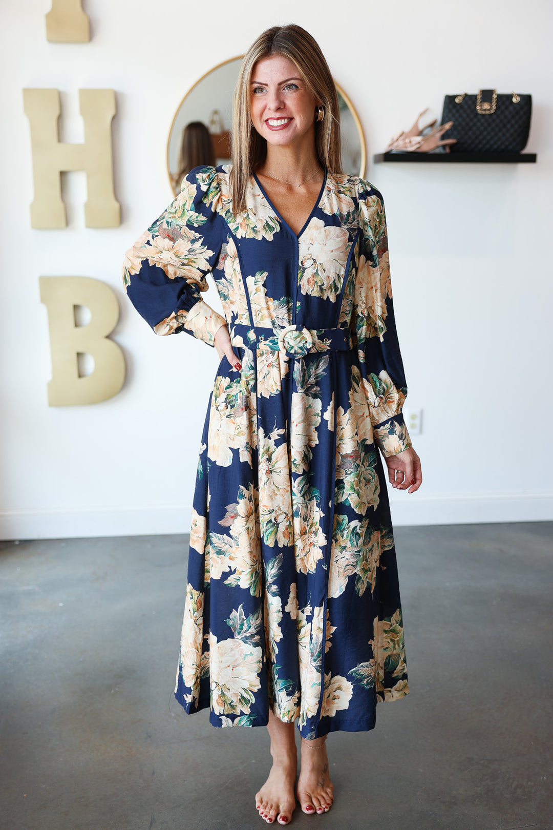 Floral Maxi Dress - Navy