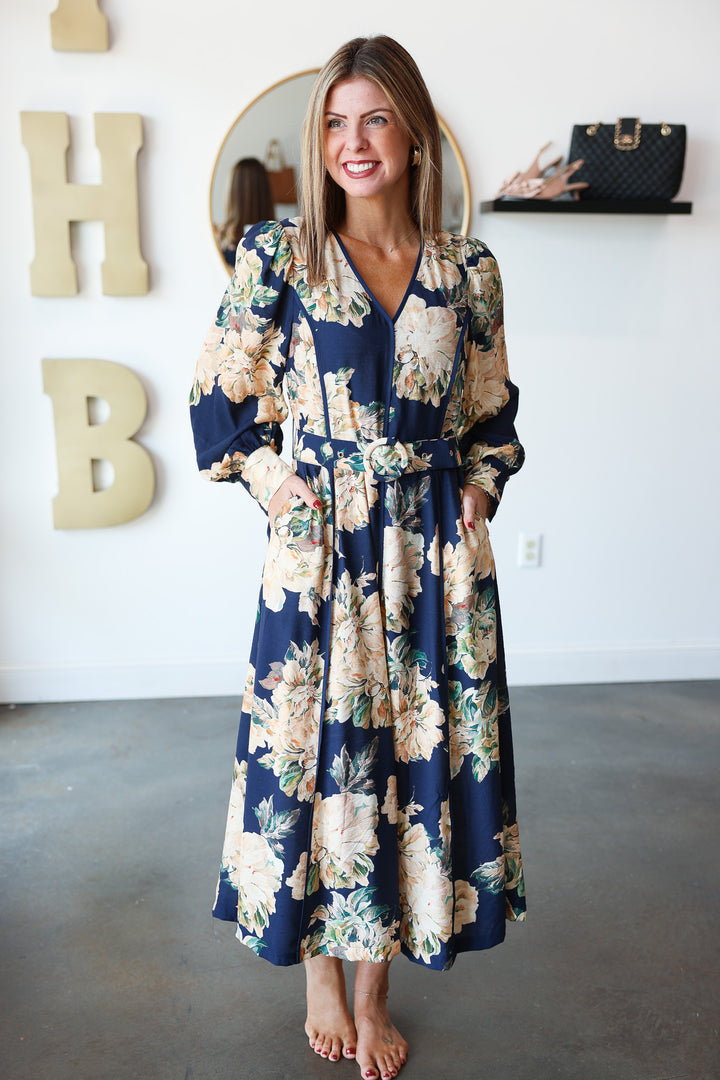Floral Maxi Dress - Navy