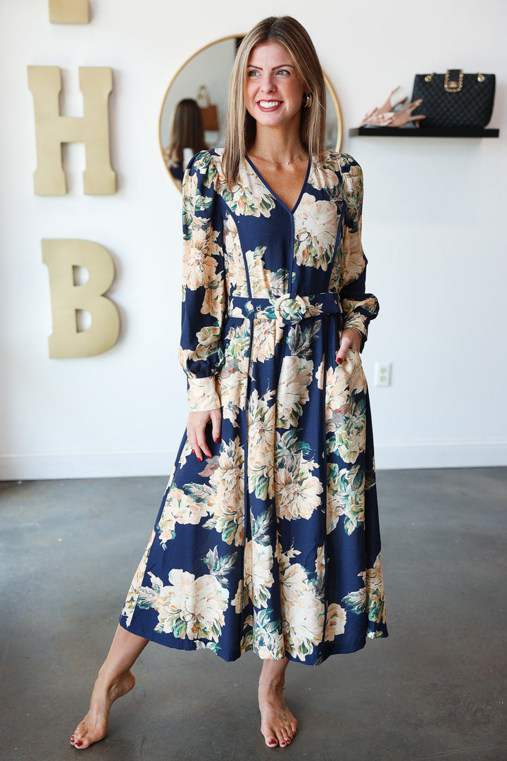 Floral Maxi Dress - Navy