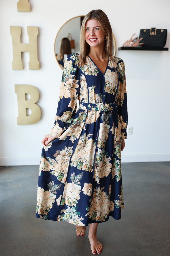 Floral Maxi Dress - Navy