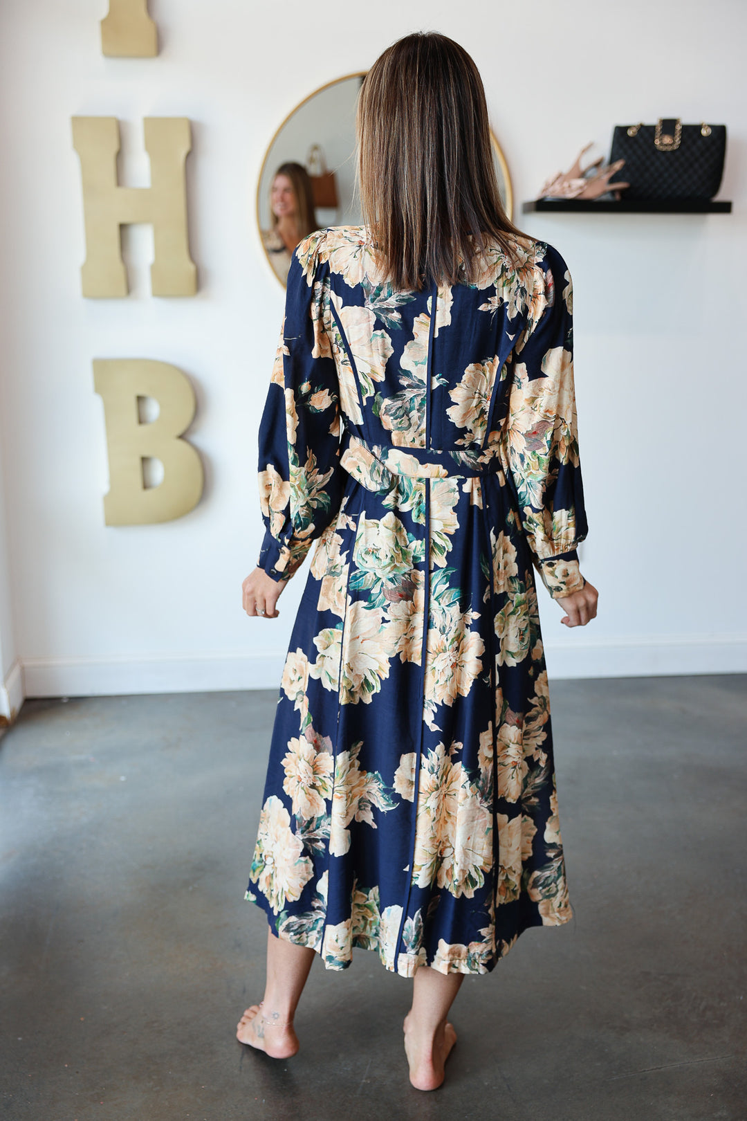 Floral Maxi Dress - Navy
