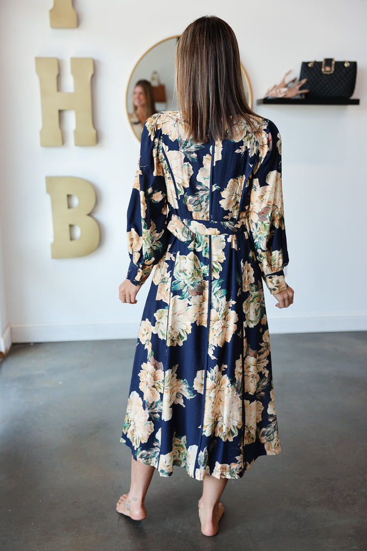Floral Maxi Dress - Navy