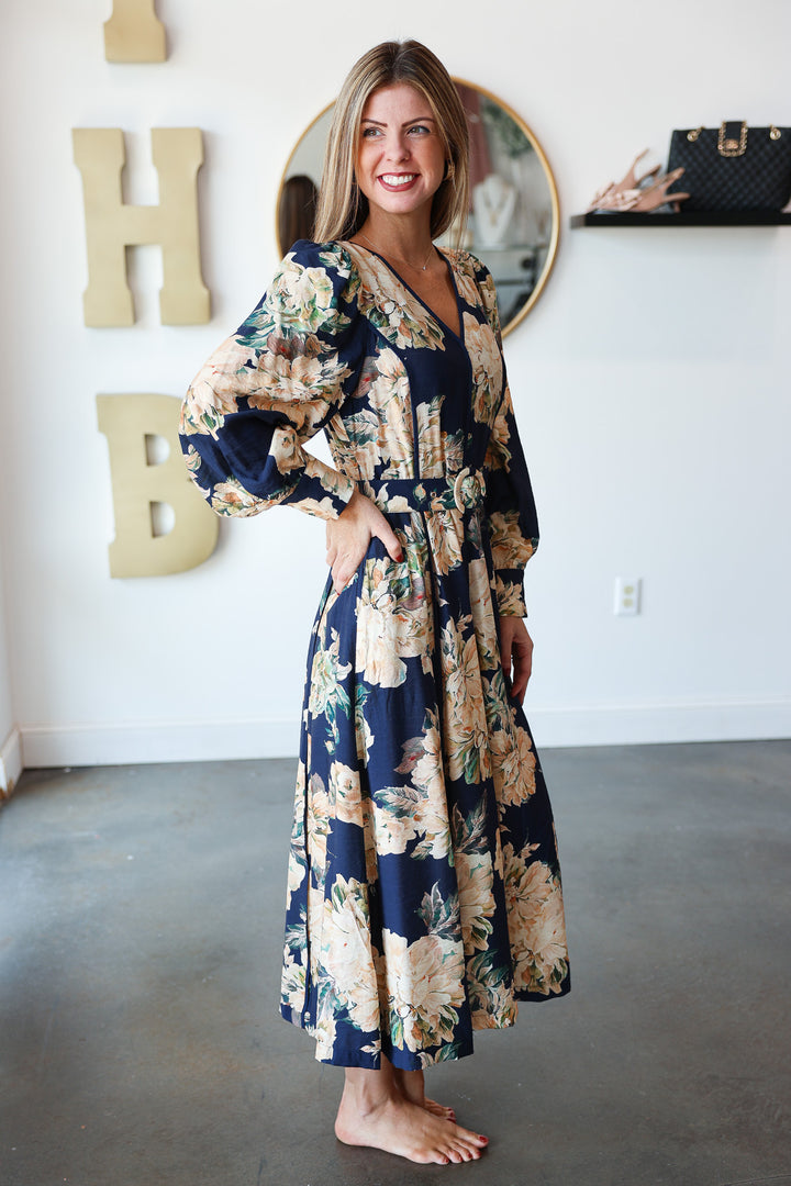 Floral Maxi Dress - Navy