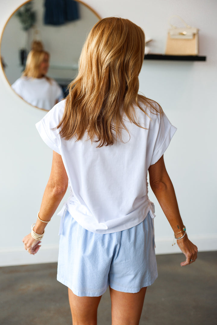 Side Scrunch Tee - White