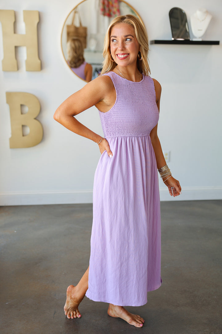 Smocked Bodice Dress - Lavender